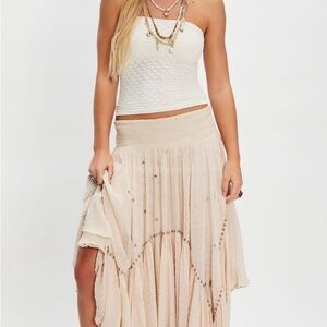 NWOT FREE PEOPLE CONVERTIBLE SKIRT DRESS EMBELLISHED ABSTRACT LOVE MEDIUM